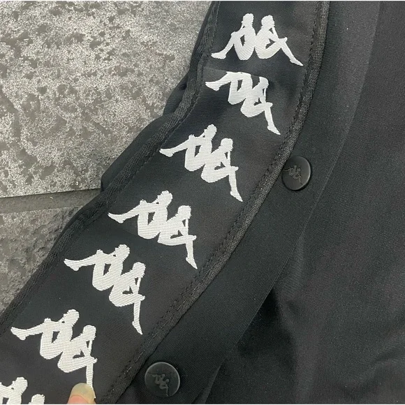 VTG Kappa Track Skirt Black White Button Snaps Adjustable size Large 2000s Y2K - Picture 6 of 9